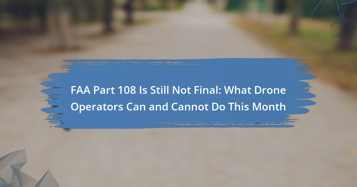 FAA Part 108 Is Still Not Final: What Drone Operators Can and Cannot Do This Month